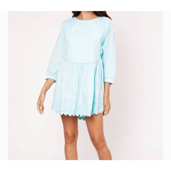 Juliet Dunn London Batwing light blue Dress sz 1 (US 4-6) - Picture 1 of 5